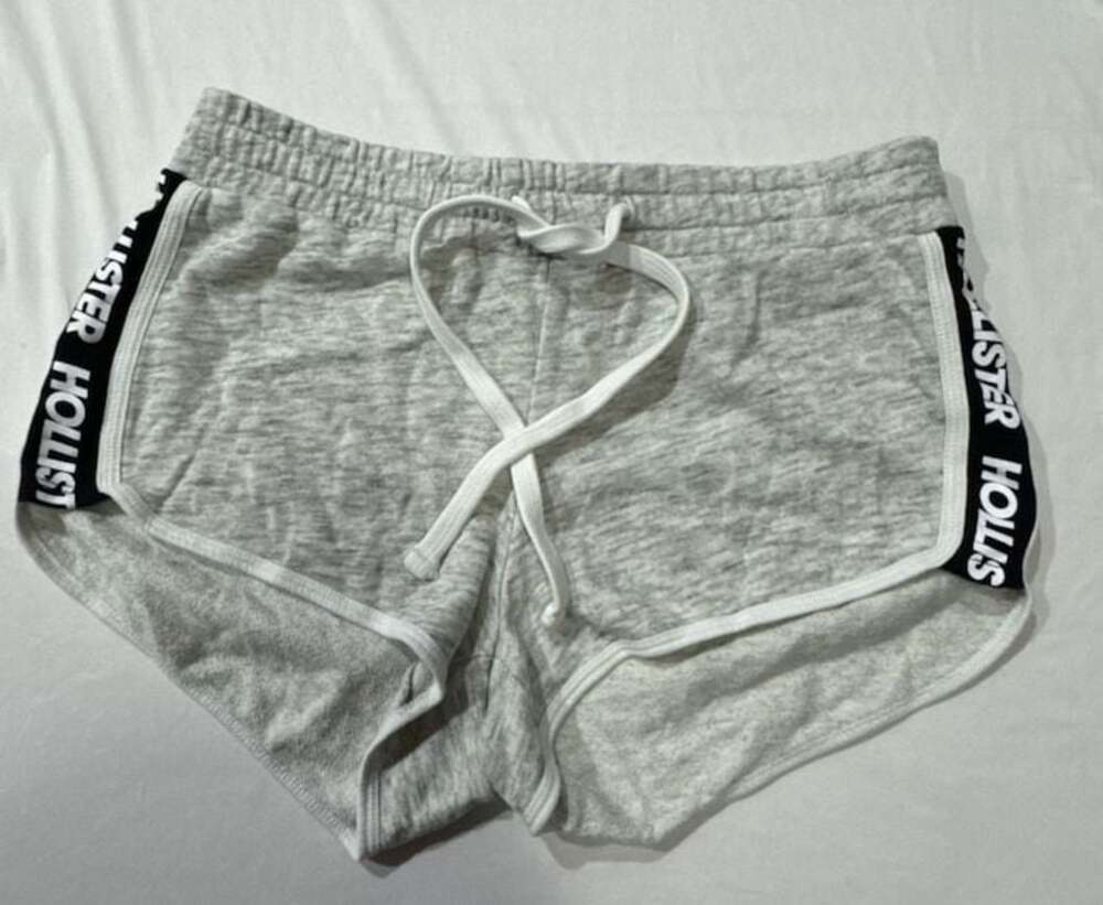 N 459 Hollister California Gray Marl Logo Side Stripe Sweat Shorts Size S